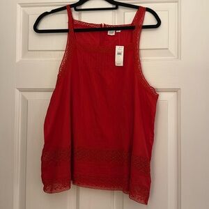 Gap Red Tank Top with Eyelet/Lace Details